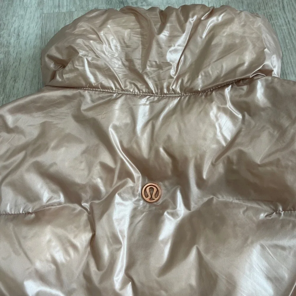Lululemon Fluffin Awesome Vest Puffer Rose Gold Packable Goose Down Womens 8